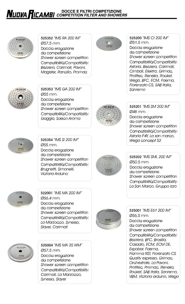 Competition filters and shower filters